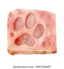 Dinosaur footprint in rock . Watercolor paint design . Vector .