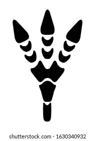 Dinosaur footprint silhouette over a white background