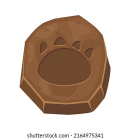Dinosaur footprint   in a stone vector illustration in a cartoon flat style isolated on white background.