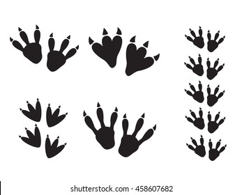 Dinosaur footprint tracks black set eps 10