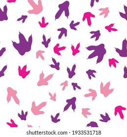 Dinosaur footprint tracks. Minimal color seamless pattern. Background with paw, claw predator. Dinosaur footprint seamless pattern perfect for textile, wrap and wallpaper and design