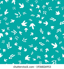 Dinosaur footprint tracks. Minimal color seamless pattern. Background with paw, claw predator. Dinosaur footprint seamless pattern perfect for textile, wrap and wallpaper and design.