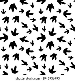 Dinosaur footprint tracks. Minimal seamless pattern. Background with paw, claw predator. Dinosaur footprint illustration perfect for textile, wrap and wallpaper and design
