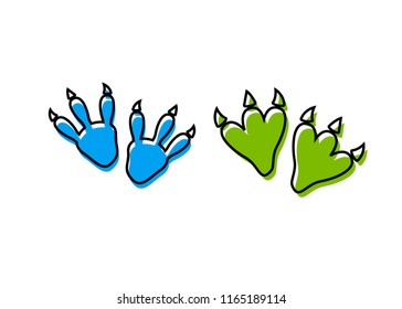 Dinosaur footprint tracks vector set illustration. Dinosaur footprint vector