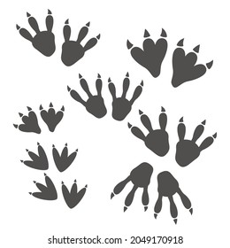 Dinosaur footprint tracks vector set illustration eps10