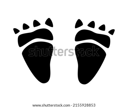 Dinosaur footprint vector icon black color isolated on white background.