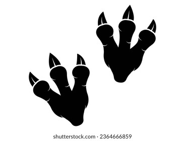 Dinosaur Footprints Silhouette Vector Isolated on White Background