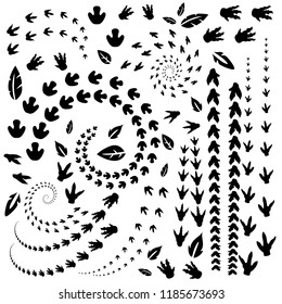 Dinosaur footprints. Vector Illustration. Can be used in different arts, brochures,journals,books,typography and etc.