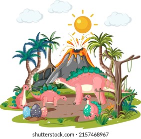 Dinosaur in the forest isolated illustration