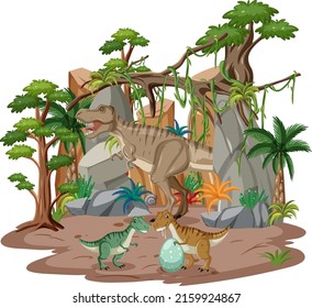Dinosaur in the forest isolated illustration