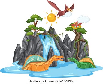 Dinosaur in the forest isolated illustration