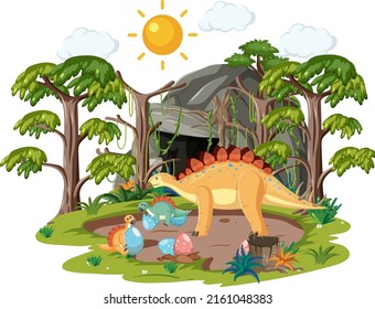 Dinosaur in the forest isolated illustration