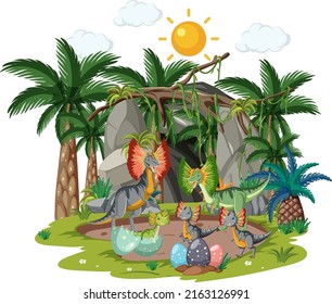 Dinosaurio en el bosque ilustración aislada