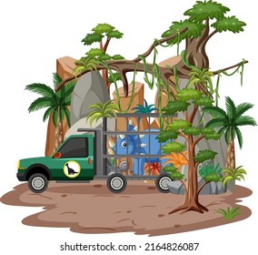 Dinosaur in the forest isolated illustration