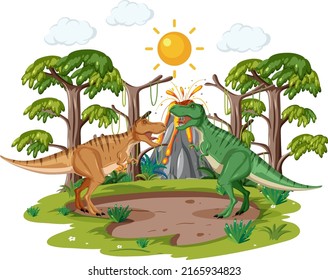 Dinosaur in the forest isolated illustration