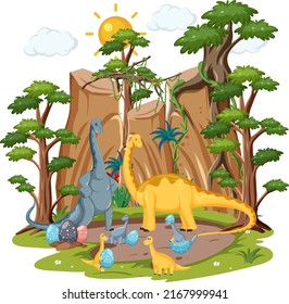 Dinosaur in the forest isolated illustration