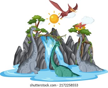 Dinosaur in the forest isolated illustration