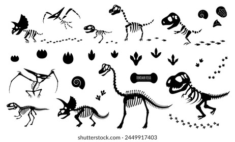 Dinosaur fossil and footprint silhouette material set