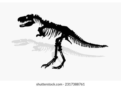 dinosaur fossil frame silhouette with white background