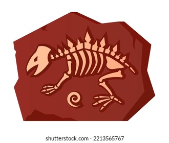 Dinosaur fossil - modern flat design style single isolated image. Neat detailed illustration of archaeological find. The remains of an ancient creature, paleontology, prehistoric shell and bones