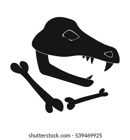 Dinosaur fossils icon in black style isolated on white background. Stone age symbol stock vector illustration.