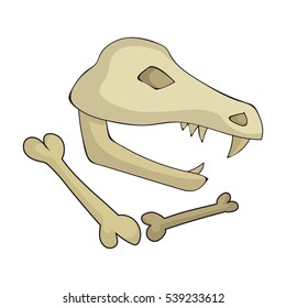 Dinosaur fossils icon in cartoon style isolated on white background. Stone age symbol stock vector illustration.