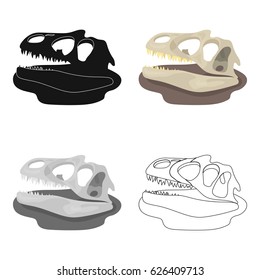 Dinosaur fossils icon in cartoon style isolated on white background. Dinosaurs and prehistoric symbol stock vector illustration.