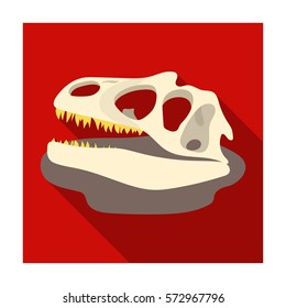 Dinosaur fossils icon in flat style isolated on white background. Dinosaurs and prehistoric symbol stock vector illustration.