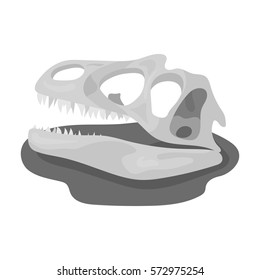 Dinosaur fossils icon in monochrome style isolated on white background. Dinosaurs and prehistoric symbol stock vector illustration.