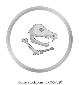 Dinosaur fossils icon in monochrome style isolated on white background. Stone age symbol stock vector illustration.