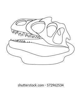 Dinosaur fossils icon in outline style isolated on white background. Dinosaurs and prehistoric symbol stock vector illustration.