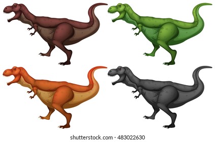Dinosaur in four colors illustration