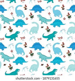 dinosaur frag animal bush leaf mountain blue color line black and white tee illustration art vector