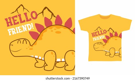 Dinosaur friend cartoon tshirt and apparel designs