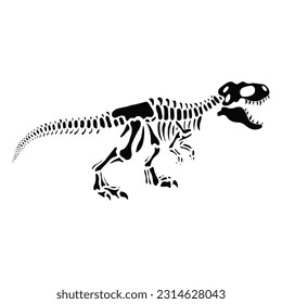 Dinosaur Full Body Skeleton Vector Silhouette