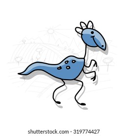 Dinosaur, funny sketch for your design. Vector illustration