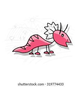 Dinosaur, funny sketch for your design. Vector illustration