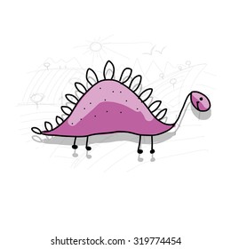 Dinosaur, funny sketch for your design. Vector illustration