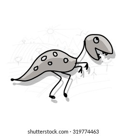 Dinosaur, funny sketch for your design. Vector illustration
