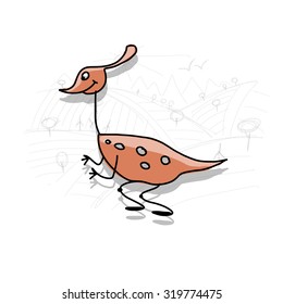 Dinosaur, funny sketch for your design. Vector illustration