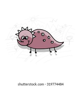 Dinosaur, funny sketch for your design. Vector illustration