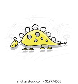 Dinosaur, funny sketch for your design. Vector illustration