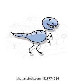Dinosaur, funny sketch for your design. Vector illustration