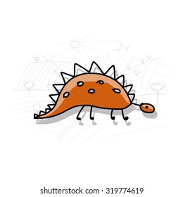Dinosaur, funny sketch for your design. Vector illustration