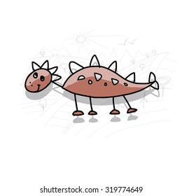 Dinosaur, funny sketch for your design. Vector illustration
