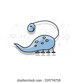 Dinosaur, funny sketch for your design. Vector illustration
