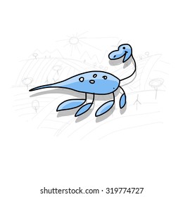 Dinosaur, funny sketch for your design. Vector illustration