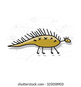 Dinosaur, funny sketch for your design. Vector illustration