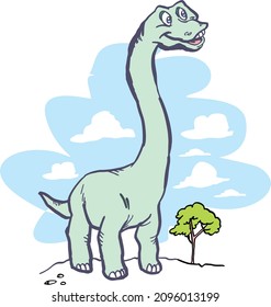 dinosaur funny toon vector illustration