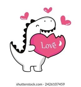a dinosaur funny vector with heart broken eps vector 